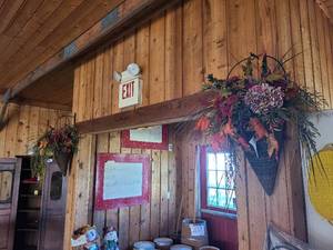 lot 223 image: 2 matching large  hanging baskets with fall dcor