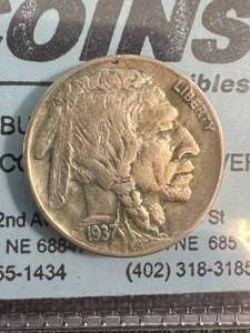 lot 03 image: 1937-D US 3 LEGGED BUFFALO NICKEL