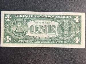 lot 93 image: $1 US BLUE SEAL SILVER CERTIFICATE 1957