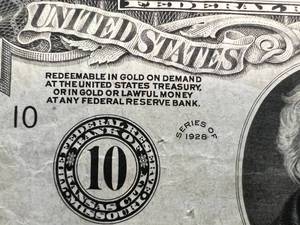 lot 97 image: 1928 US $20 REDEEMABLE IN GOLD FEDERAL RESERVE NOTE