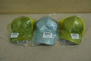lot 115 image: 3 C.C. Kids Ponytail Caps -Glitter Blue & Green