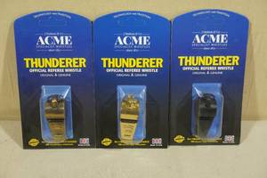 lot 170 image: 3 ACME Thunder Official Referee Whistles