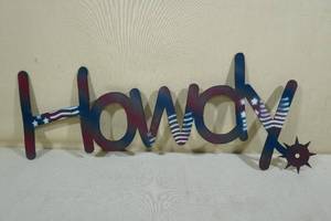 lot 269 image: Laser Cut Steel Plate Howdy Wall Dcor