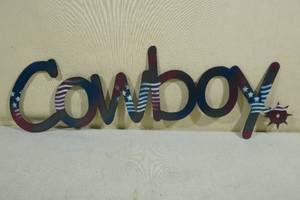 lot 270 image: Laser Cut Steel Plate Cowboy Wall Dcor