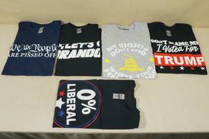 lot 90 image: 5 Novelty Political T-Shirts - Pro-TrumpAnti-Biden - Size Small