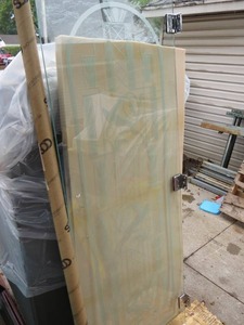 lot 10 image: Glass Shower Door with Chrome Hardware 28 x 81