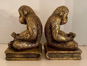 lot 51 image: Pair of Golden Monkey Bookends