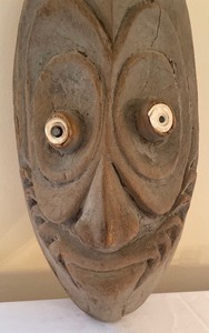 lot 205 image: Carved Wooden Face Decor