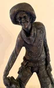 lot 203 image: Cowboy with Saddle Bronze Sculpture by Red Mill