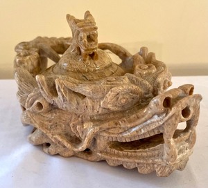 lot 200 image: Vintage Chinese Carved Soapstone Dragon Teapot