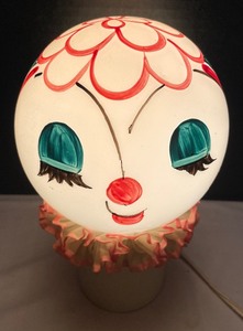lot 217 image: Vintage Glass Character Hand Painted Lamp