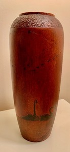 lot 101 image: Vintage Australian Pokerwork Carved Vase