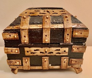 lot 110 image: Wood Carved Decorative Treasure Box