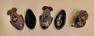 lot 121 image: Hand Carved Lacquerware from Thailand.  Fish Trinket Boxes and Elephant Figurine