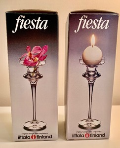 lot 123 image: Pair of iittala Fiesta Candle Holders- NEW Box