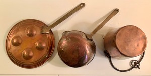 lot 136 image: Three Piece Copper Kitchen Set