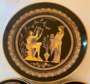 lot 309 image: Trio of Greek Plates with 24K Gold Accents
