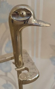 lot 323 image: Brass Duck Head Fireplace Set