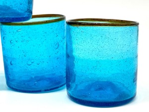 lot 60A image: Set of Four Handblown Blue Glass Lowballs