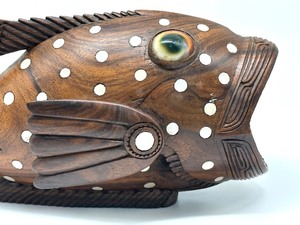lot 42 image: Decorative Carved Wooden Fish Figurine