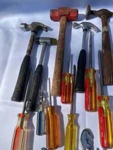 lot 430 image: Hand Tools Including Hammers, Screwdrivers and Wrenches