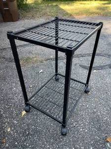 lot 536 image: Metal Rolling Rack with Two Shelves