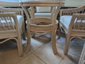 lot 251 image: Glass Topped Wicker Table Set