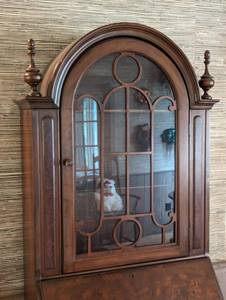 lot 257 image: Petite Vintage Glass Display Secretary