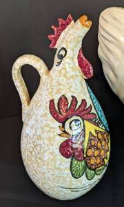 lot 258 image: Painted Ceramic Rooster Decor