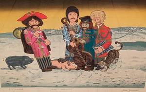 lot 397 image: The Beatles in Hlebine Framed Print by Josip Generali
