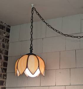 lot 235 image: Vintage Hanging Glass Pendant Light
