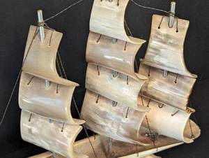 lot 251A image: Vintage Ship Replica Made of Horn