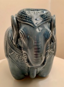 lot 107 image: Blue Ceramic Elephant Vase