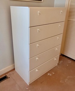 lot 13 image: White Room and Board 5 Drawer Dresser