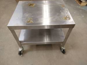 lot 162 image: Rolling Stainless Steel 2-Level Table