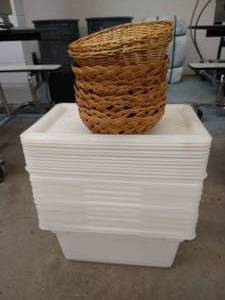 lot 170 image: (10) Plastic Food Bins With Lids & Small Bread Baskets
