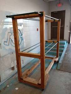 lot 254 image: Newly Added Sturdy Wooden Rack For Boots, Etc