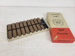 lot 234 image: 425 Lincoln Wheat Pennies in LONSON Coin Box, Manufactured by Mankato Corp. in Mankato, MN