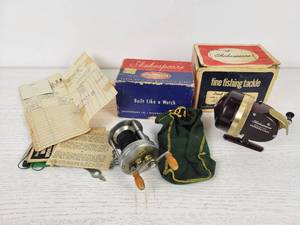 lot 245 image: Vintage Shakespeare Wonder Cast Fishing Reel with Original Box and More
