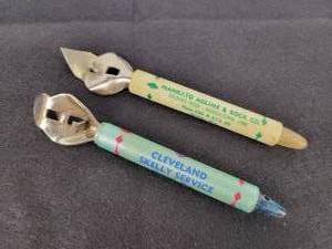 lot 289 image: (2) Local Advertising Bottle Openers - Mankato Aglime & Rock, Mankato MN - Cleveland Skelly Service, Cleveland MN