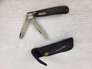 lot 302 image: Schrade Old Timer 3.25 Blade Folding Knife with Sheath - Made in the USA
