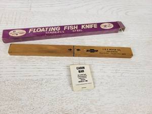 lot 321 image: Cabin Bar of Nicollet, MN Girly Matchbook and L&S Motor of Nicollet, MN Floating Fillet Knife