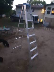 lot 19 image: Keller 8 foot aluminum A-frame ladder