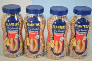 lot 21 image: 4ct Bottle of Planters Dry Roasted Lightly Salted Peanuts