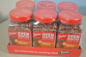 lot 23 image: 6-Pack Fisher Oven Roasted Mammoth Pecans Sea Salt Flavor