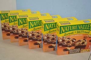 lot 18 image: 6ct Natures Valley Sweet & Salty Nut Chewy Granola Bars Dark Chocolate, Peanut, and Almond Flavor