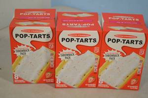 lot 53 image: 3ct Box of Frosted Strawberry Pop-Tarts 8-Pack Limited Edition Throwback Packaging