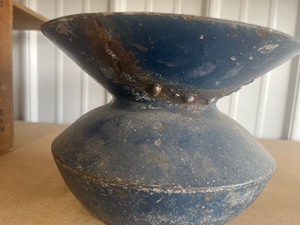lot 15 image: Cast iron spit toon  been repaired