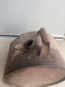 lot 45 image: very Unique Steel can  stamped with info