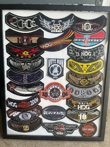 lot 62 image: Harley Davidson framed collection of Patches